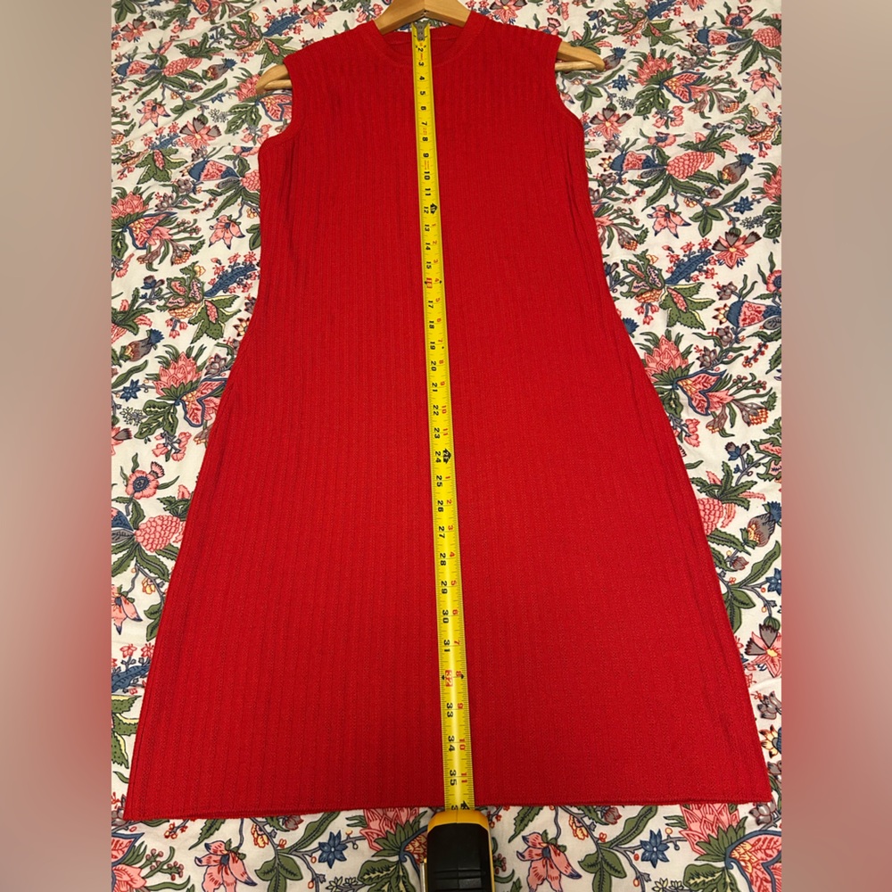 Vintage St John Collection Red Sleeveless Midi Knit Dress - Size 4 - Picture 6 of 6